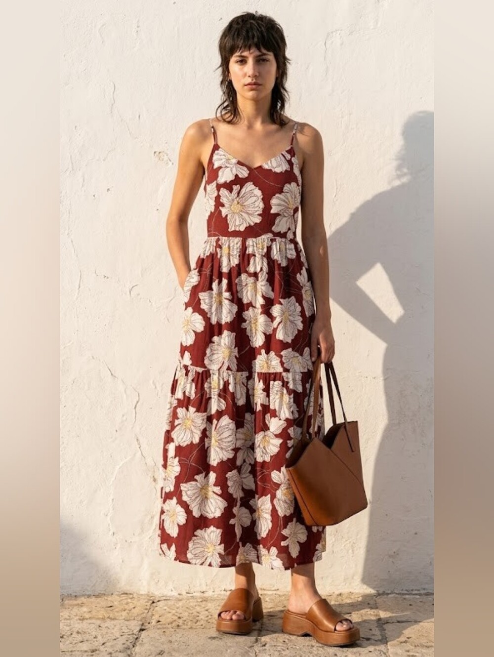 GAP Cami V-neck Floral Midi Dress Size 12